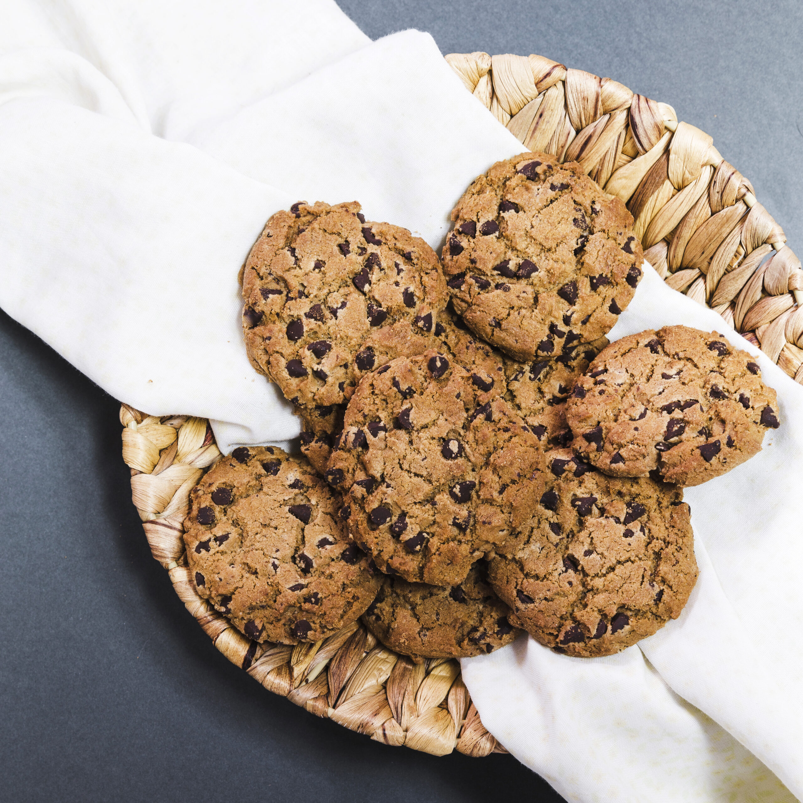 top view chocolate chip cookies scaled